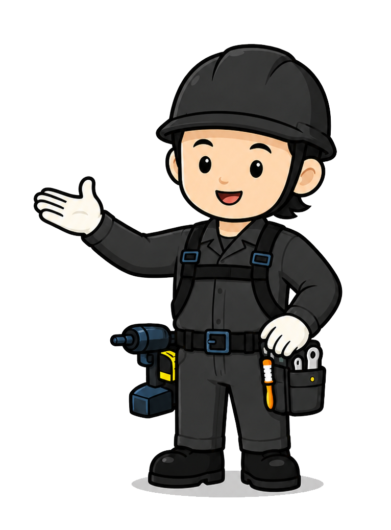 蓄電池の価格について解説する作業員のイラスト