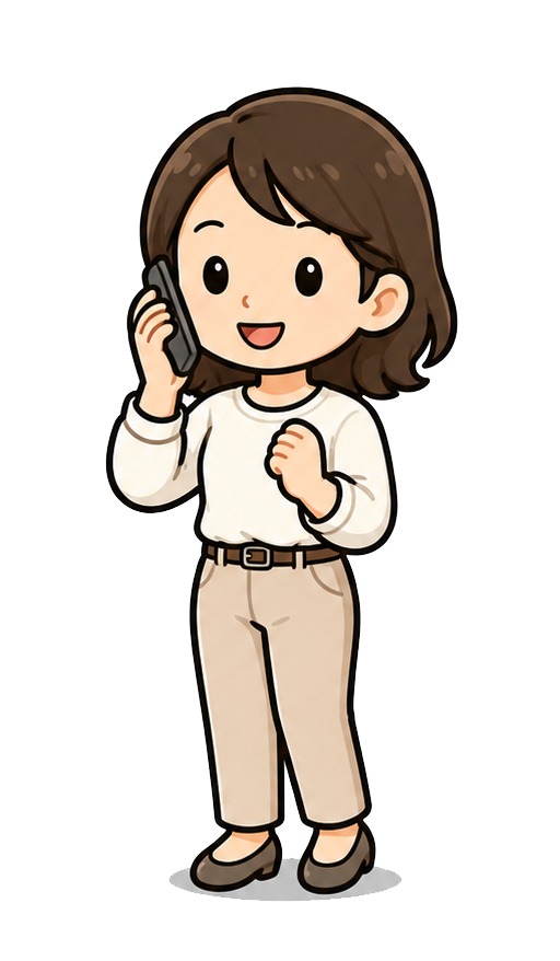 スマートフォンで相談する女性のイラスト