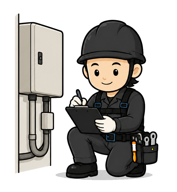 現地調査を行うスタッフのイラスト